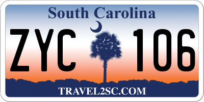 SC license plate ZYC106