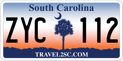 SC license plate ZYC112