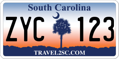 SC license plate ZYC123