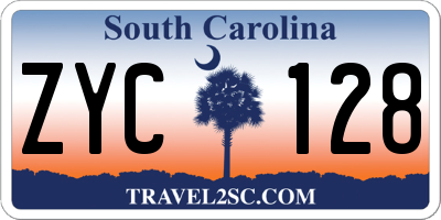 SC license plate ZYC128