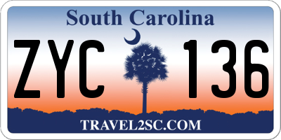 SC license plate ZYC136