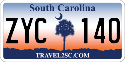 SC license plate ZYC140