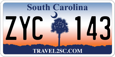 SC license plate ZYC143