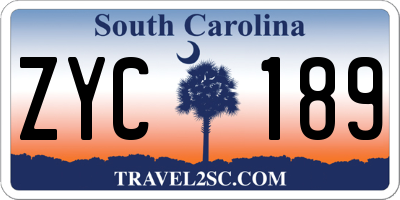 SC license plate ZYC189