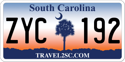 SC license plate ZYC192
