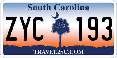 SC license plate ZYC193