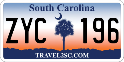 SC license plate ZYC196