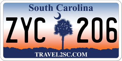 SC license plate ZYC206