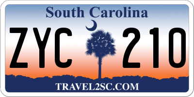 SC license plate ZYC210