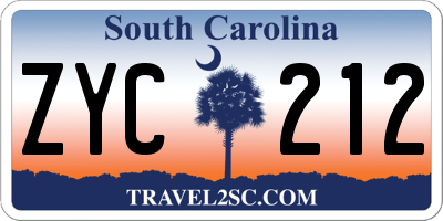 SC license plate ZYC212