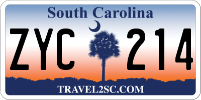 SC license plate ZYC214