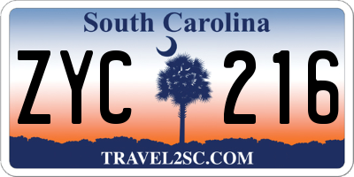 SC license plate ZYC216