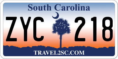 SC license plate ZYC218