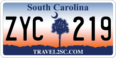 SC license plate ZYC219