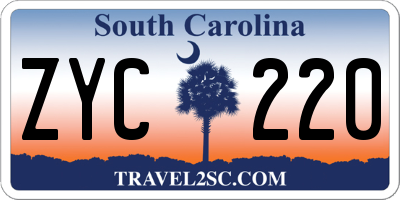 SC license plate ZYC220