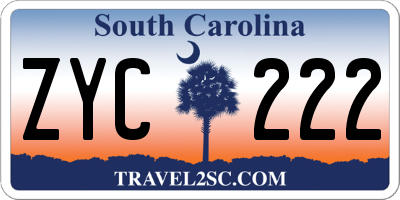 SC license plate ZYC222