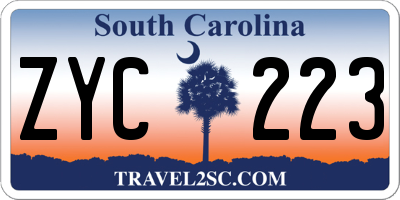 SC license plate ZYC223