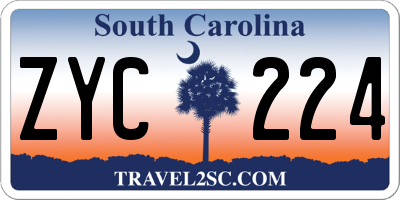 SC license plate ZYC224