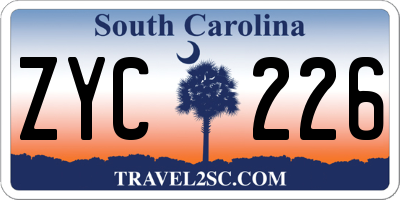 SC license plate ZYC226