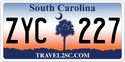 SC license plate ZYC227