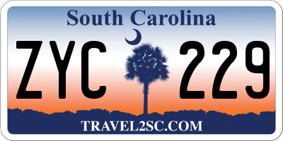 SC license plate ZYC229