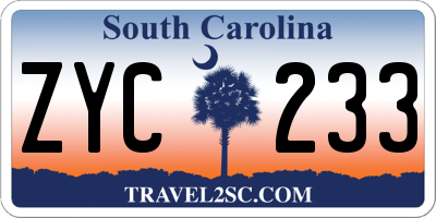 SC license plate ZYC233