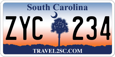 SC license plate ZYC234