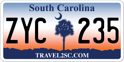 SC license plate ZYC235