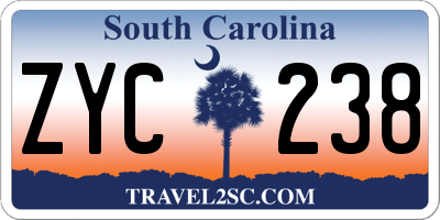 SC license plate ZYC238