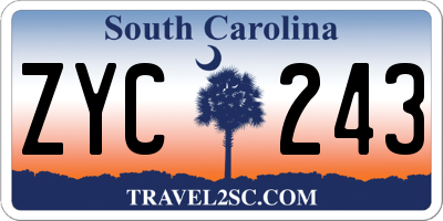 SC license plate ZYC243