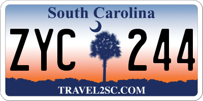 SC license plate ZYC244