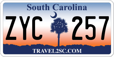 SC license plate ZYC257