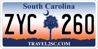 SC license plate ZYC260