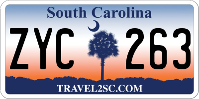 SC license plate ZYC263