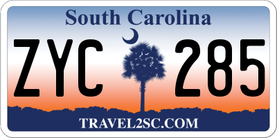SC license plate ZYC285
