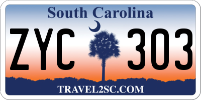 SC license plate ZYC303