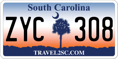 SC license plate ZYC308
