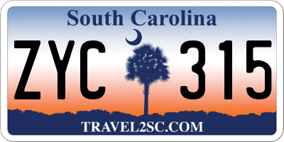 SC license plate ZYC315