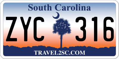 SC license plate ZYC316