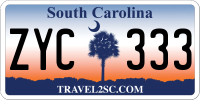 SC license plate ZYC333