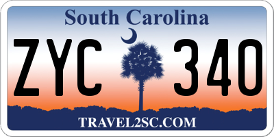 SC license plate ZYC340