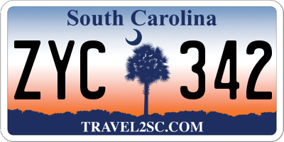 SC license plate ZYC342