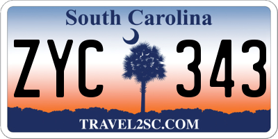 SC license plate ZYC343