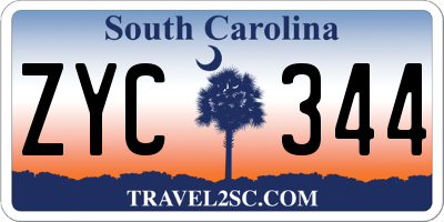 SC license plate ZYC344