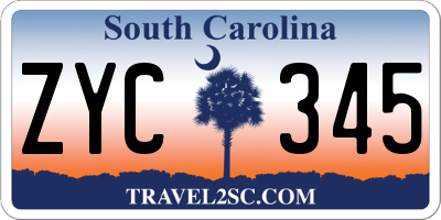 SC license plate ZYC345