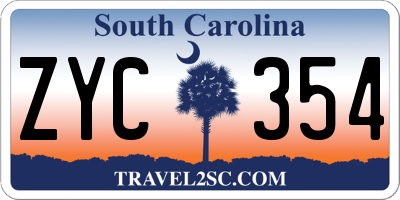 SC license plate ZYC354