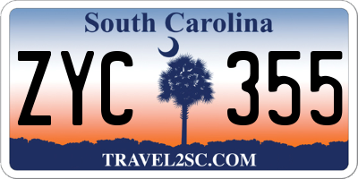 SC license plate ZYC355