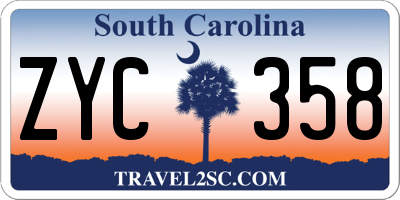 SC license plate ZYC358