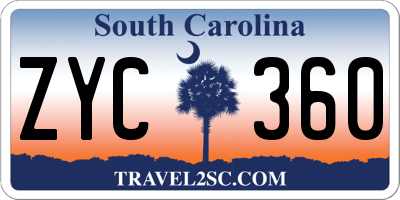 SC license plate ZYC360