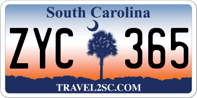 SC license plate ZYC365